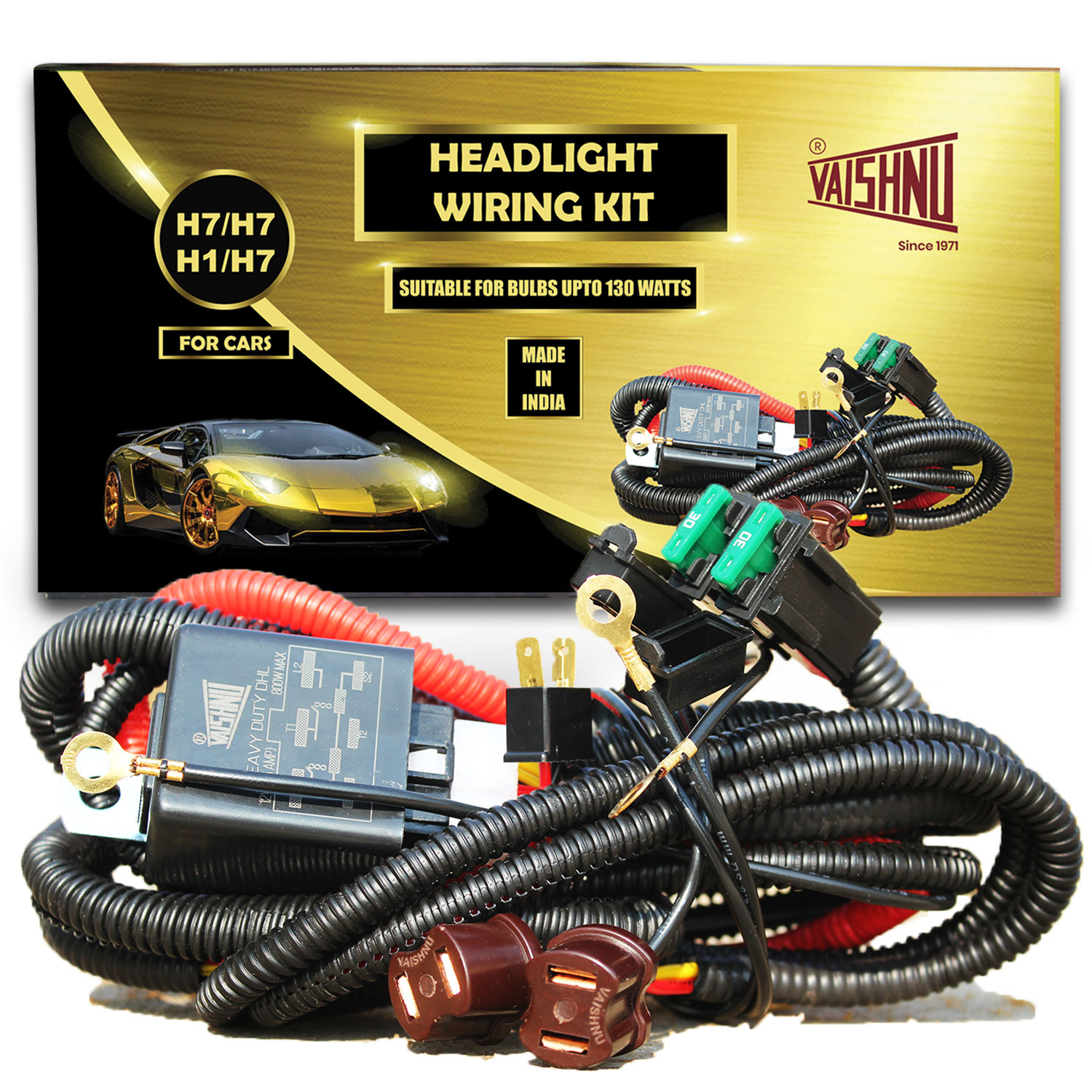 H7 H7 Headlight Wiring Kit for Cars, 1 Year Warranty