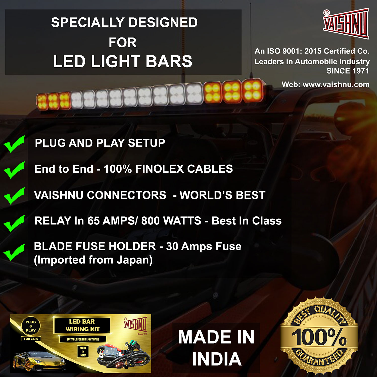LED LIGHT BAR WIRING HARNESS for Cars/SUV's