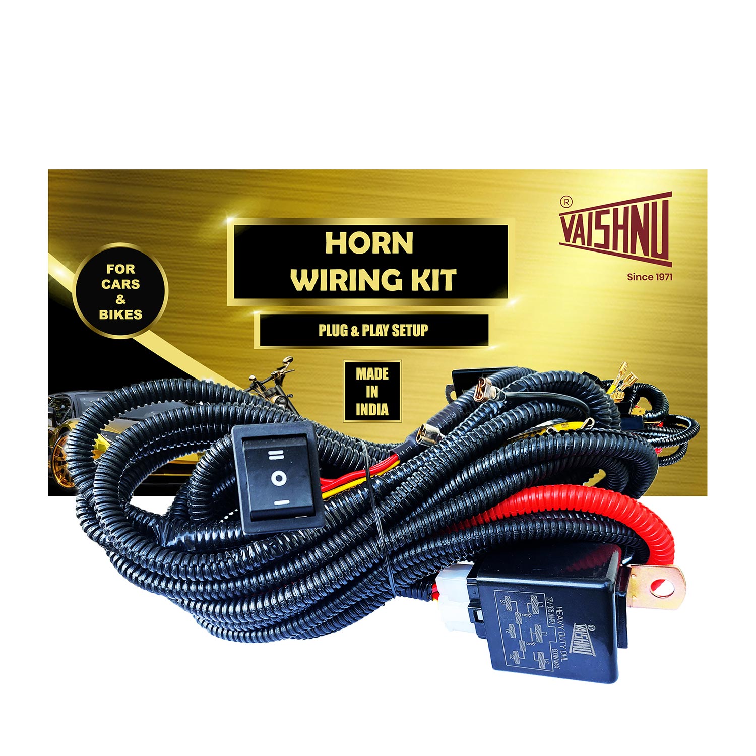 VAISHNU Horn Wiring Harness  Use Stock & Aftermarket Horn together